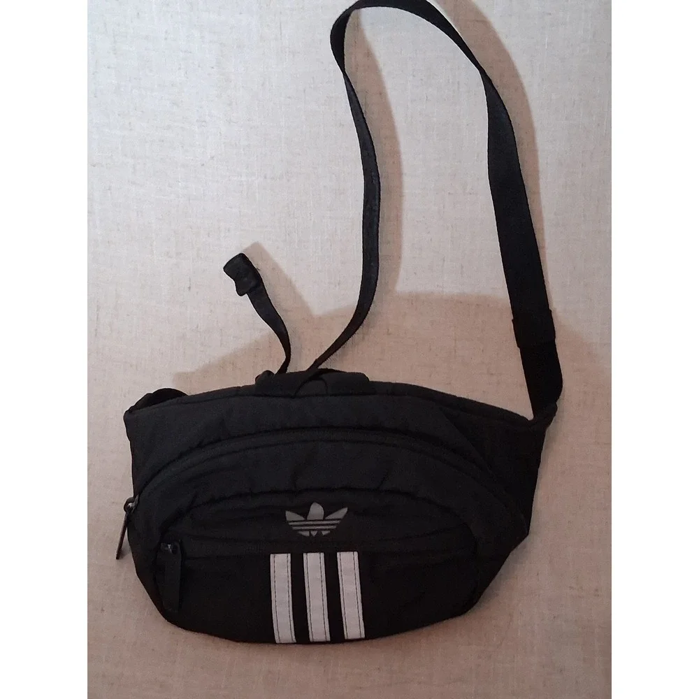 Adidas Originals Black Trefoil 3-Stripe Waist Bag Fanny Pack Crossbody‎ 978626-A